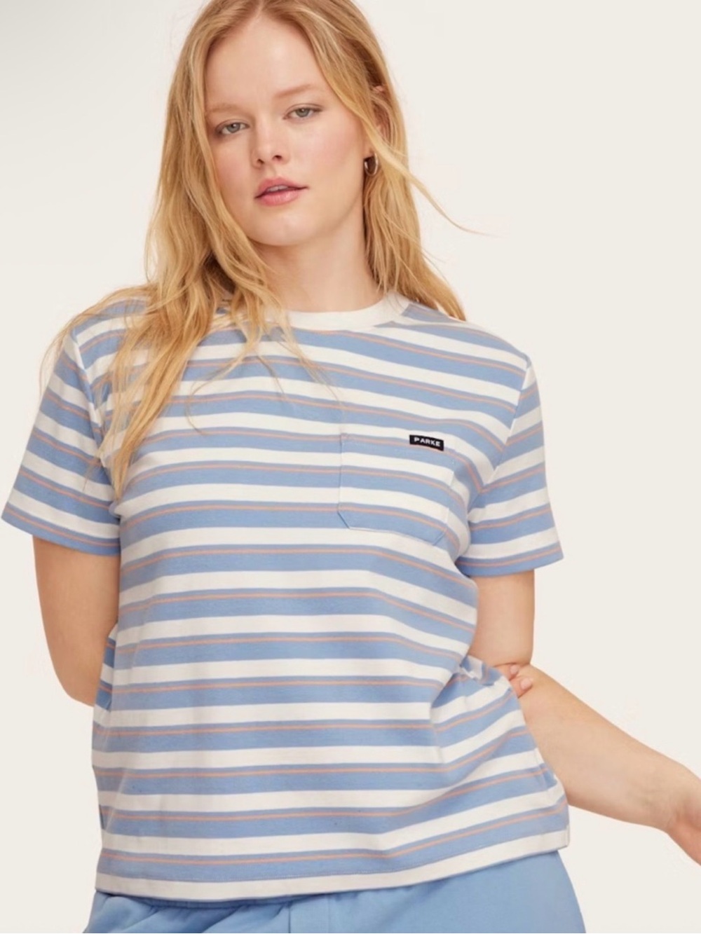 Parke x Target Blue & White Striped Short Sleeve Pocket Tee